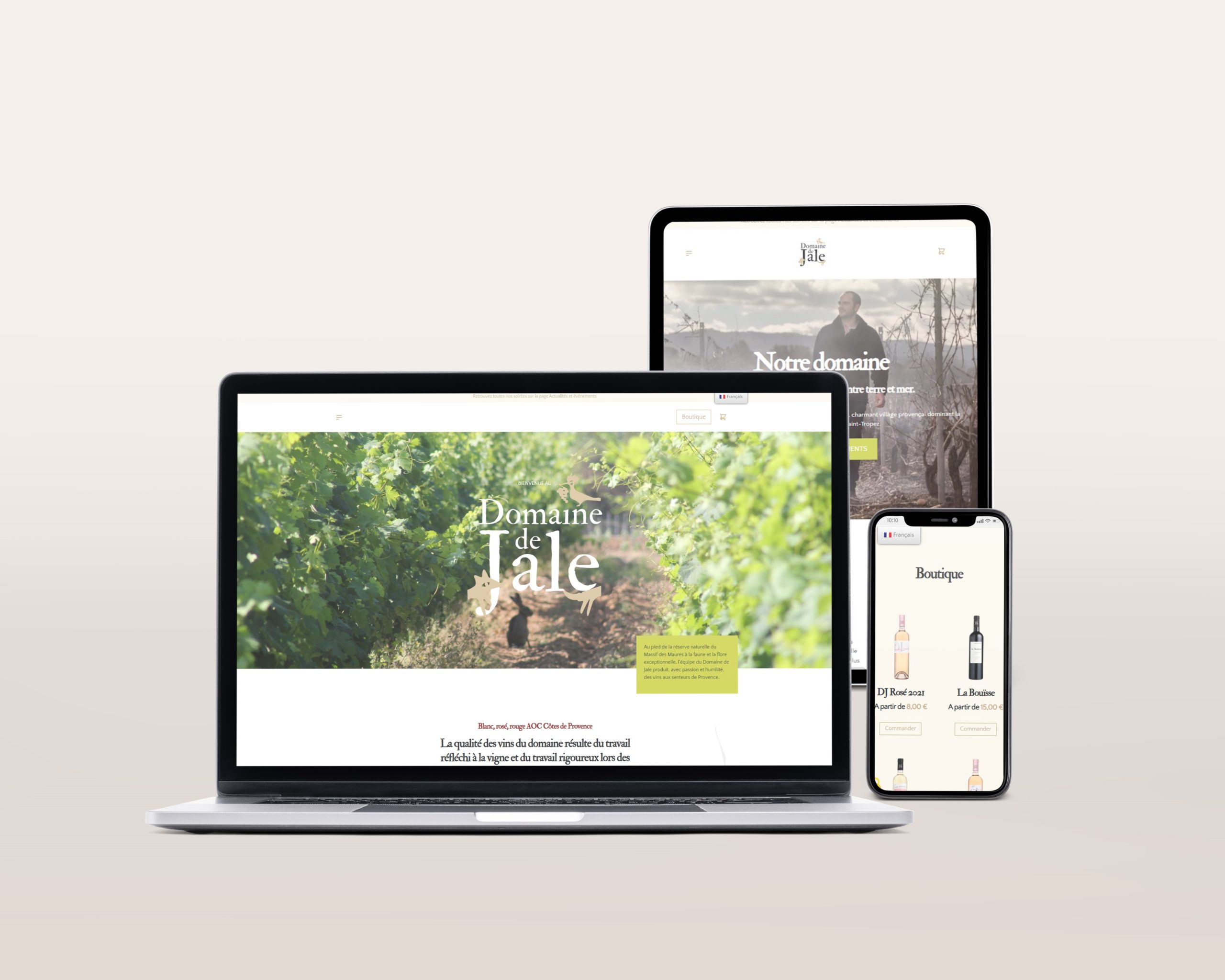 Création d'un site web vitrine et marchand pour le domaine de Jale sur Avignon